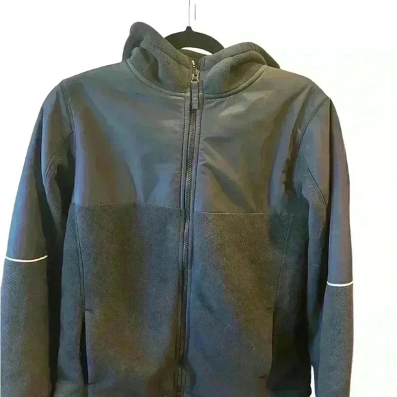 Lands' End Fleece Jacket  Zip Up Hooded Long Sleeves Pocket Black Womens Size XL - Picture 5 of 7